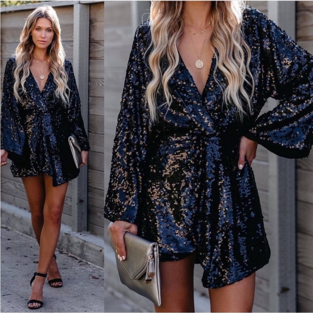 Vici Black Sequin Mini Dress